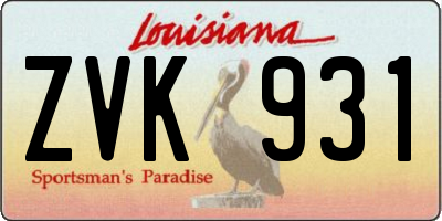 LA license plate ZVK931