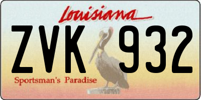 LA license plate ZVK932