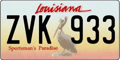 LA license plate ZVK933