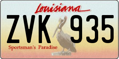 LA license plate ZVK935