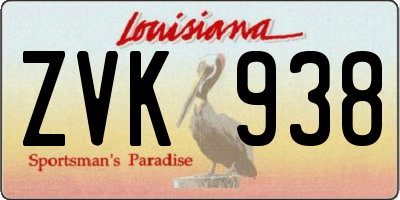 LA license plate ZVK938