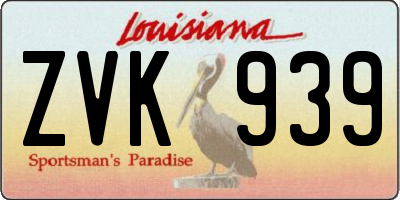 LA license plate ZVK939