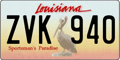 LA license plate ZVK940