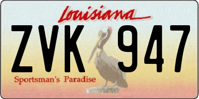 LA license plate ZVK947