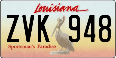 LA license plate ZVK948