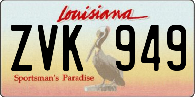 LA license plate ZVK949