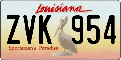 LA license plate ZVK954