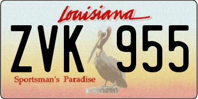LA license plate ZVK955