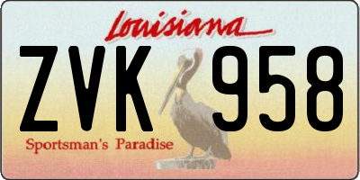 LA license plate ZVK958