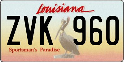 LA license plate ZVK960