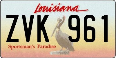 LA license plate ZVK961