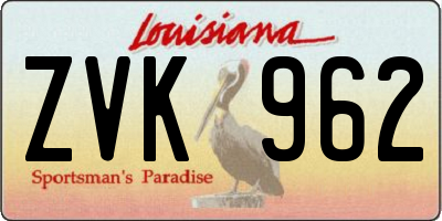 LA license plate ZVK962