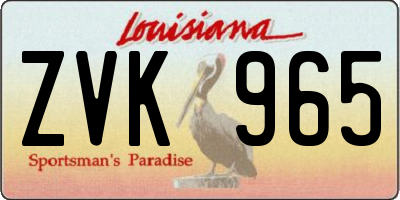 LA license plate ZVK965