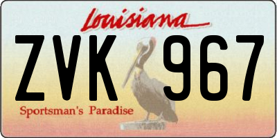 LA license plate ZVK967