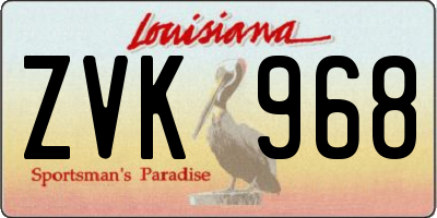 LA license plate ZVK968