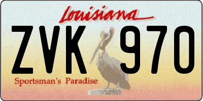 LA license plate ZVK970