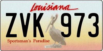 LA license plate ZVK973