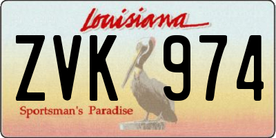 LA license plate ZVK974