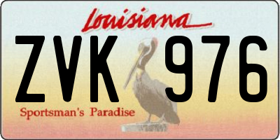 LA license plate ZVK976