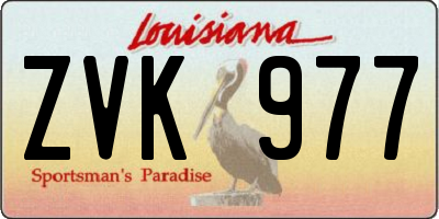 LA license plate ZVK977