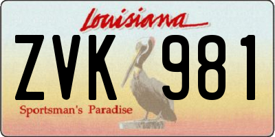 LA license plate ZVK981