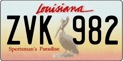 LA license plate ZVK982