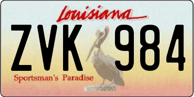 LA license plate ZVK984