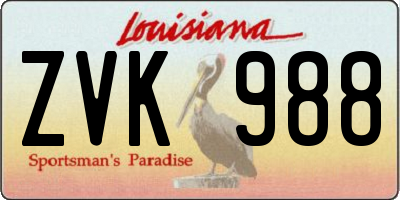 LA license plate ZVK988