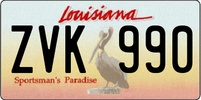 LA license plate ZVK990
