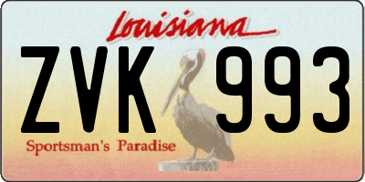 LA license plate ZVK993