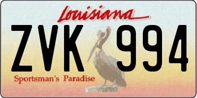 LA license plate ZVK994