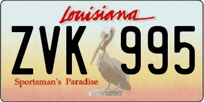 LA license plate ZVK995