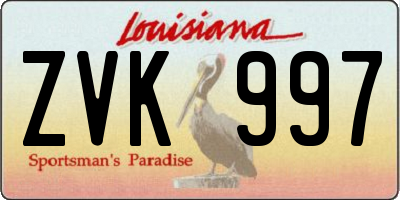 LA license plate ZVK997