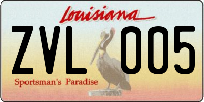 LA license plate ZVL005