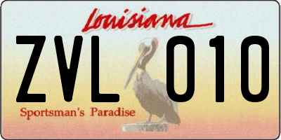 LA license plate ZVL010