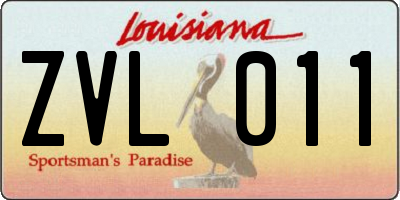 LA license plate ZVL011