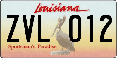 LA license plate ZVL012