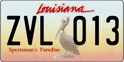 LA license plate ZVL013