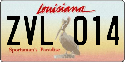 LA license plate ZVL014