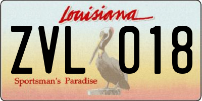 LA license plate ZVL018