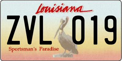 LA license plate ZVL019