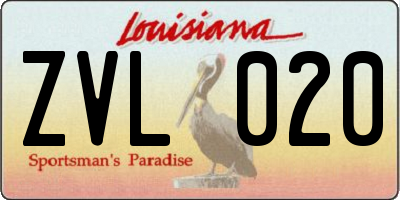 LA license plate ZVL020