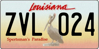 LA license plate ZVL024