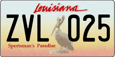 LA license plate ZVL025