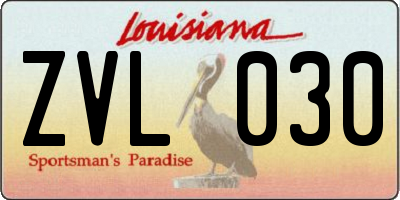 LA license plate ZVL030