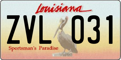 LA license plate ZVL031