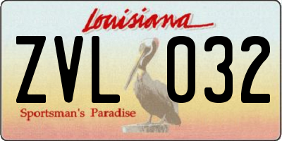 LA license plate ZVL032