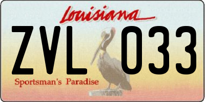 LA license plate ZVL033