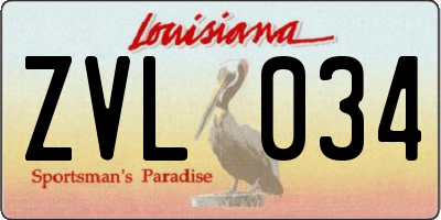 LA license plate ZVL034