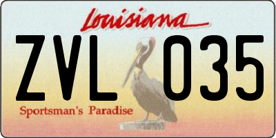 LA license plate ZVL035